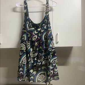 Lane Bryant Floral Abstract Dress with Beaded Detail